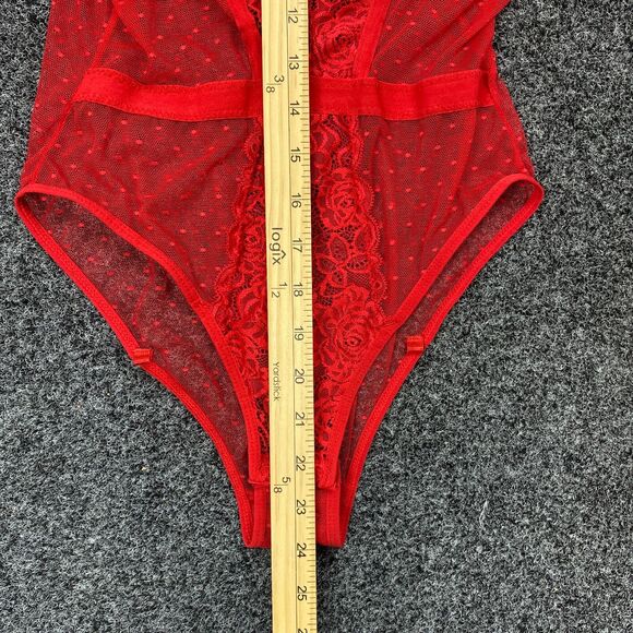 Sexy Lingerie Lace Mesh Teddy Bustier Bodysuit Fandango Red Piece Size Large - Picture 4 of 7
